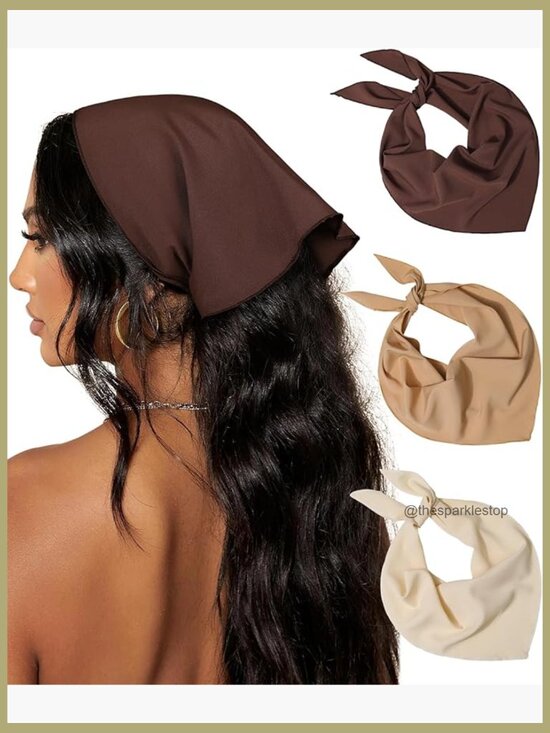 3-Piece Tie-Back Triangle Hair Scarf Set - Boho Head Kerchief for Styling main image 5